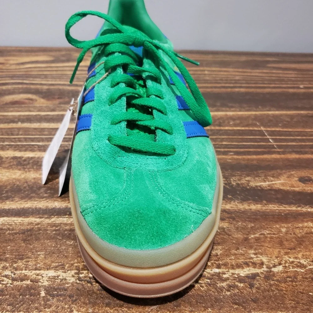 Adidas Gazelle Bold Womens 10 Platform Green Blue IE1370 New Suede Sneakers